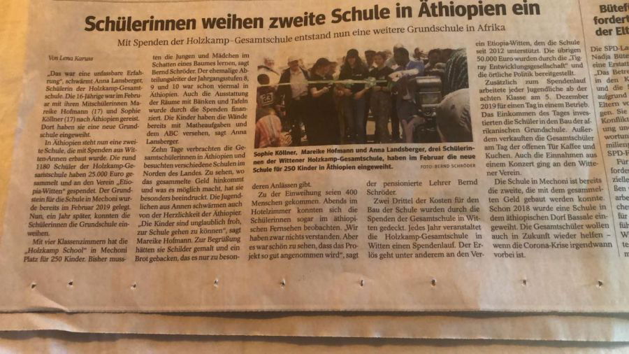 Etiopia-Witten Educatin weiht eine Grundschule in Äthiopien ein