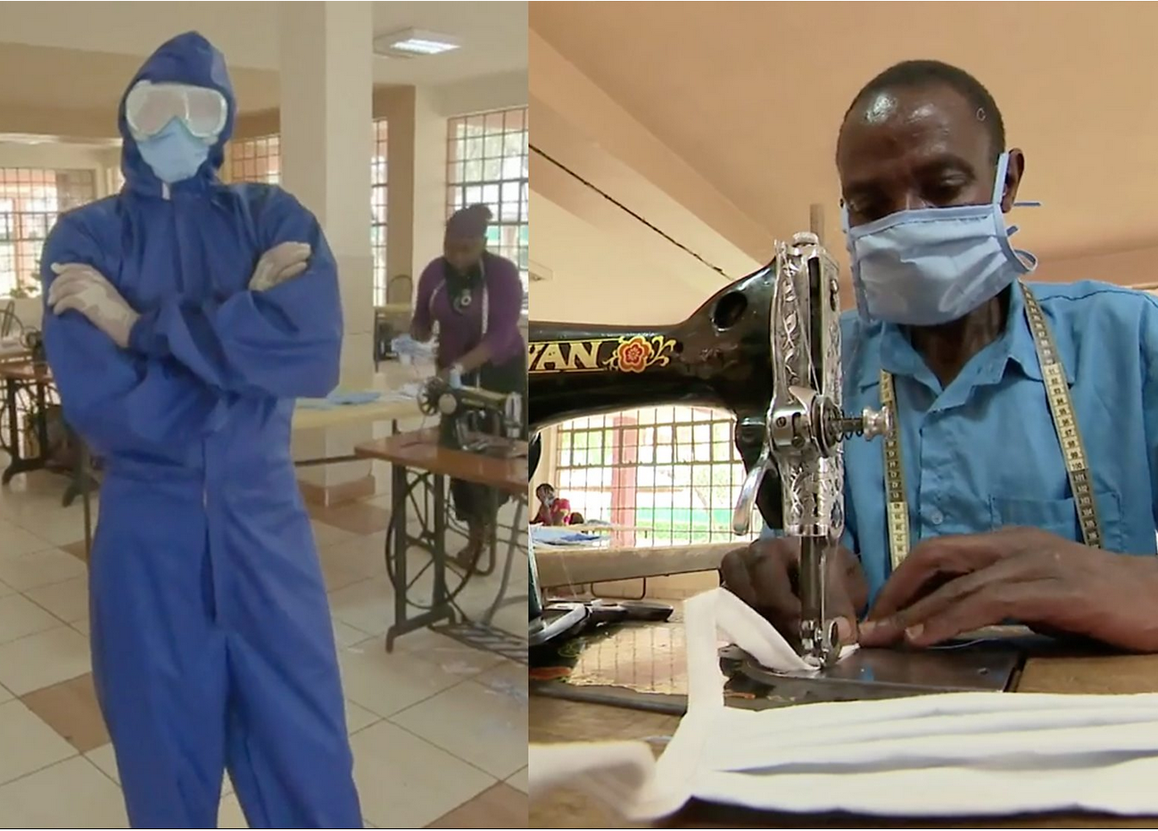 Sewing PPE for African staff