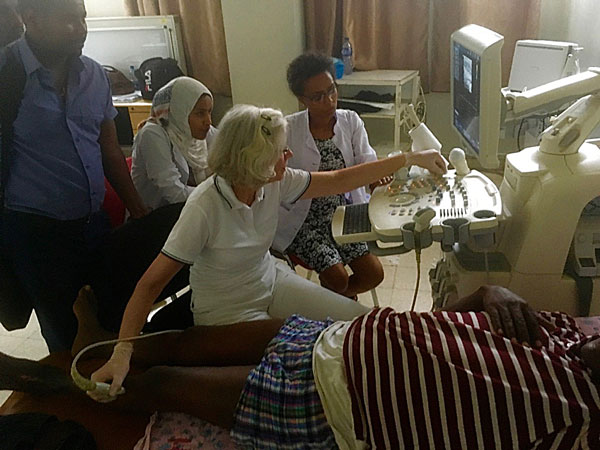 Dr. Van der Laan during sonography in Ayder 2017