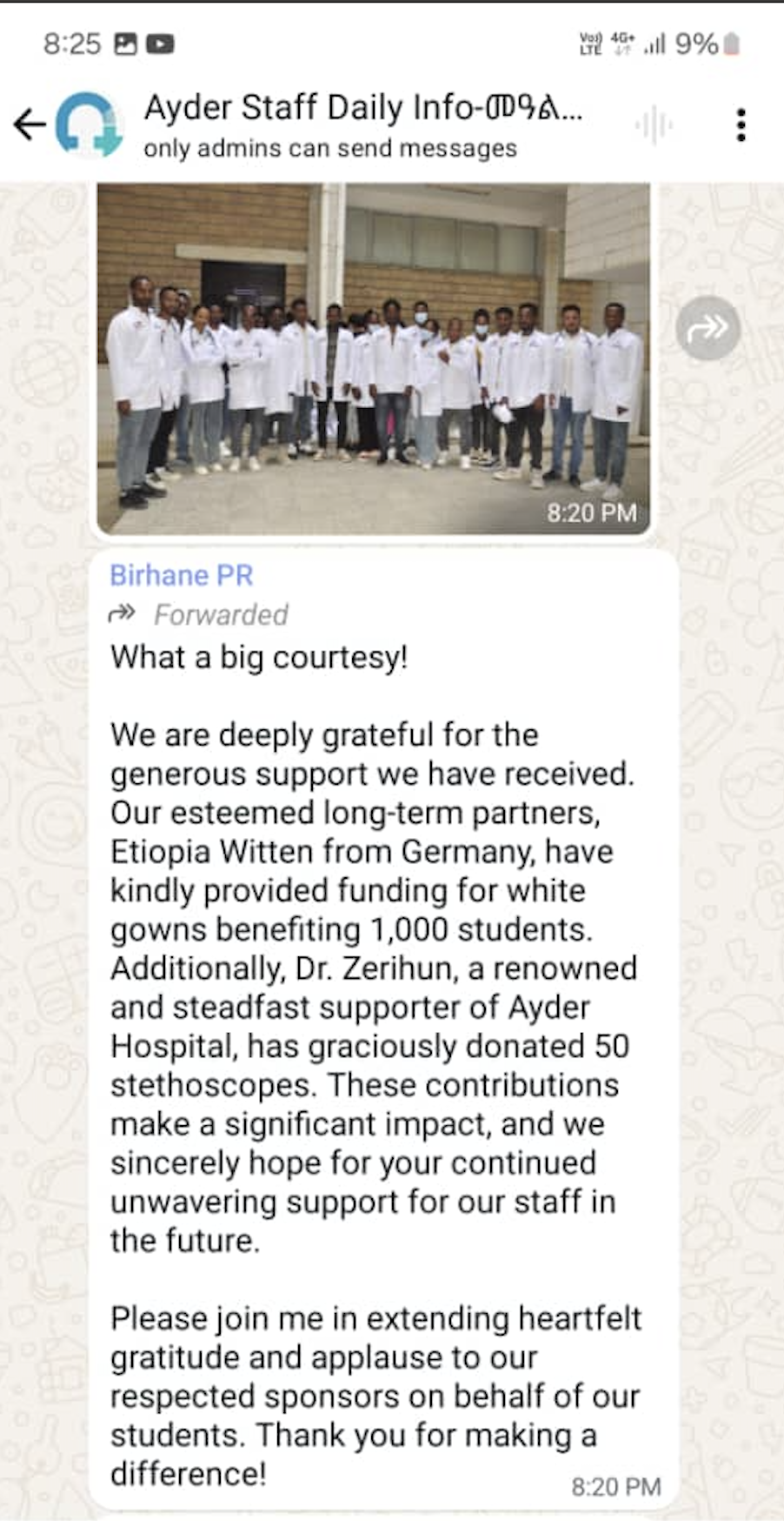 Medical Gowns for Ayder 2025 by Etiopia-Witten
